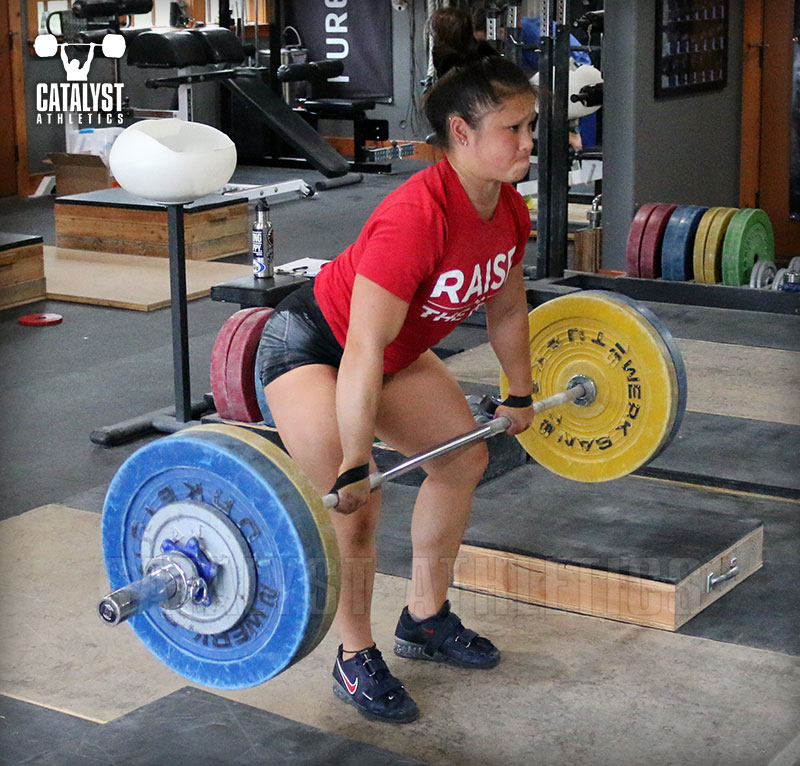 Lily block clean pull - Olympic Weightlifting, strength, conditioning, fitness, nutrition - Catalyst Athletics 